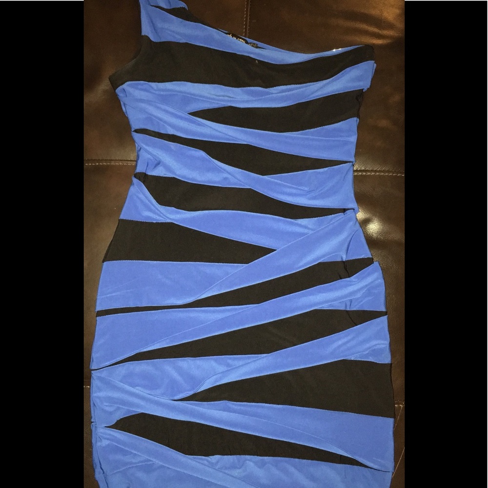 Blue and black dress